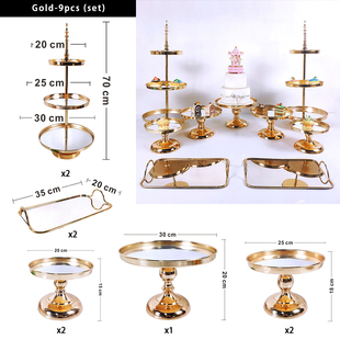 公司年会婚庆道具铁艺蛋糕架家居装 饰派对水晶托盘金属甜品摆设台
