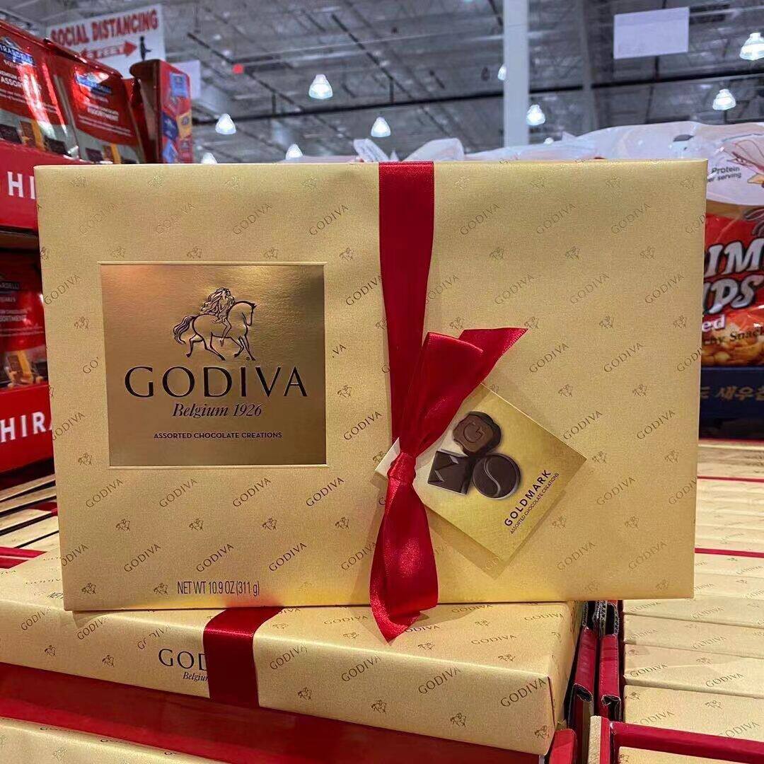 现货美国godiva/歌帝梵多口味夹心牛奶巧克力金色礼盒装27粒装