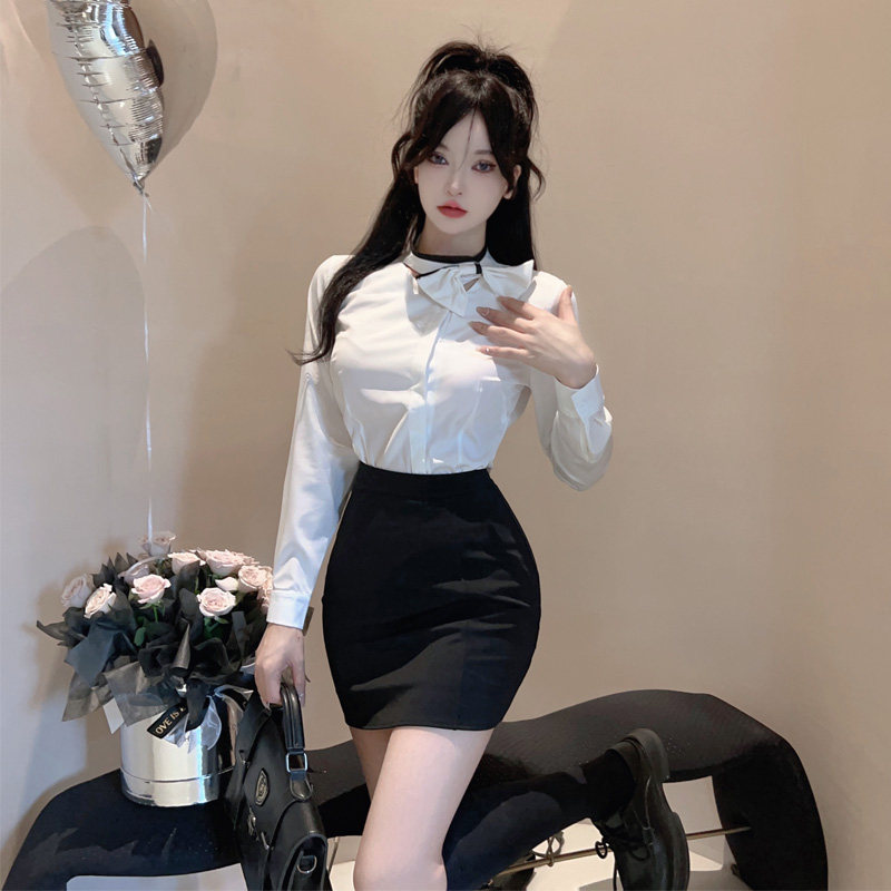 空姐制服套装女春夏职业装长袖衬衫白衬衫包臀短裙jk工作服两件套