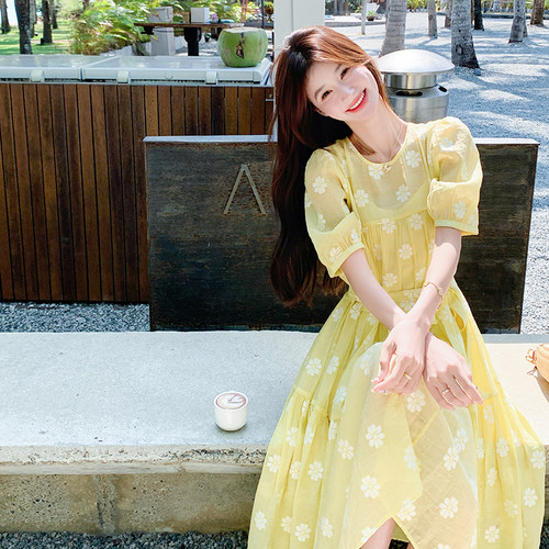 2025新款刺绣连衣裙夏季清爽短袖裙2525-P155控218