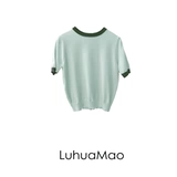 Трикотажный дышащий свитер, короткий рукав, оверсайз