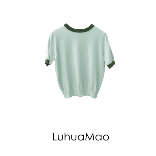 Трикотажный дышащий свитер, короткий рукав, оверсайз