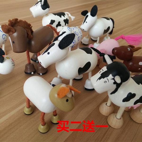 环保实木玩偶 仿真木质小动物模型 儿童益智木制玩具