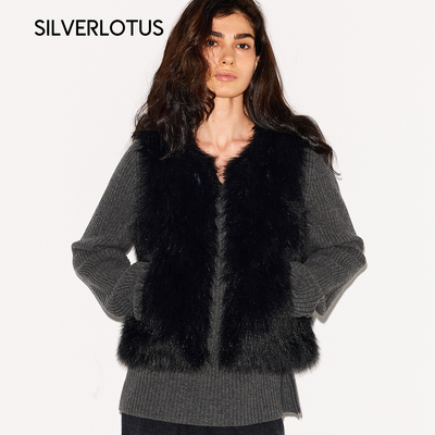 SILVERLOTUS 短款皮草马甲外套