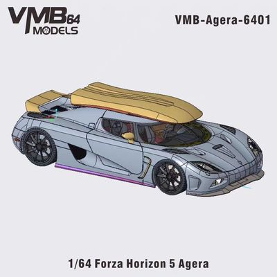 VMB 1/64 Forza Horizon 5 Agera 树脂汽车模型 配行李箱 白色
