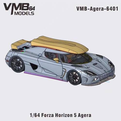 VMB 1/64 Forza Horizon 5 Agera 树脂汽车模型 配行李箱 白色
