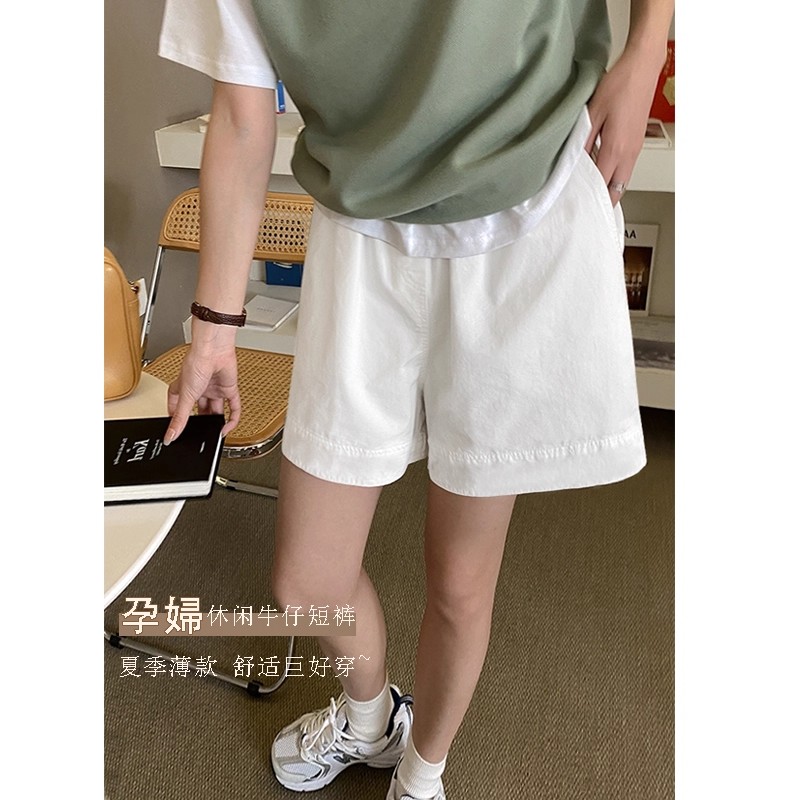 孕妇牛仔短裤外穿夏季薄款宽松时尚显瘦托腹百搭休闲A字阔腿裤夏