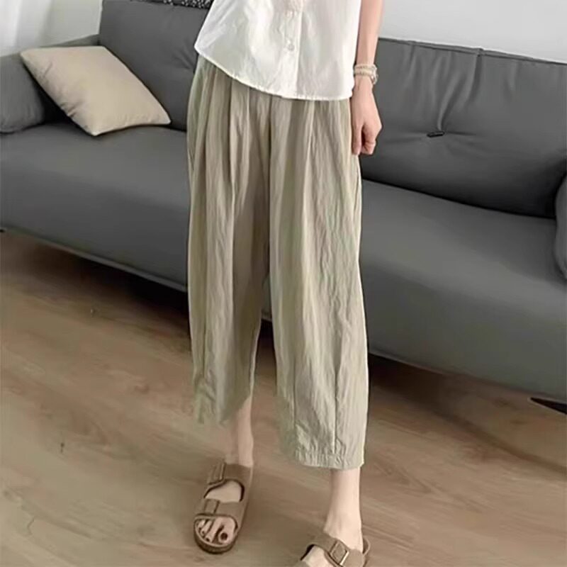 孕妇阔腿裤夏季薄款宽松休闲哈伦裤显瘦小个子九分垂感奶奶萝卜裤