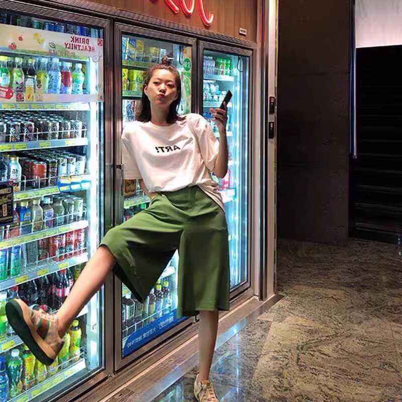 薄款潮妈时尚休闲夏季雪纺阔腿裤