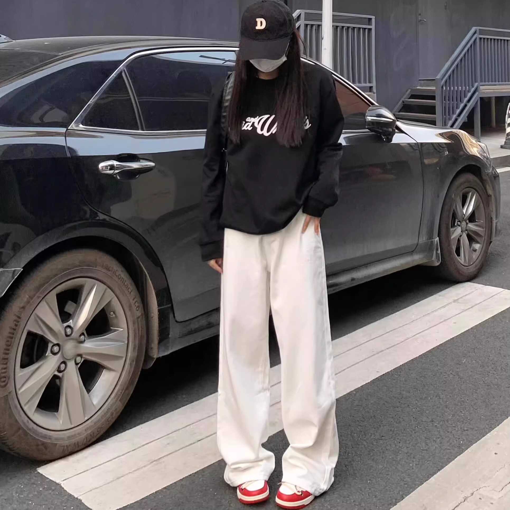 孕妇阔腿牛仔裤春秋新款