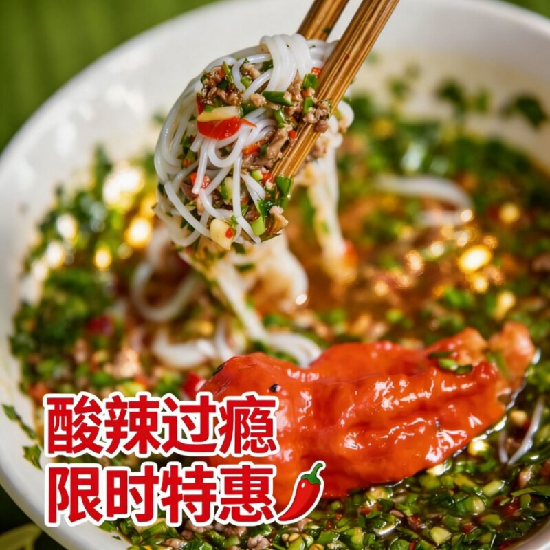 云南德宏撒撇 芒市傣味苦撒速食新鲜米线柠檬酸撒撒苤真空袋装
