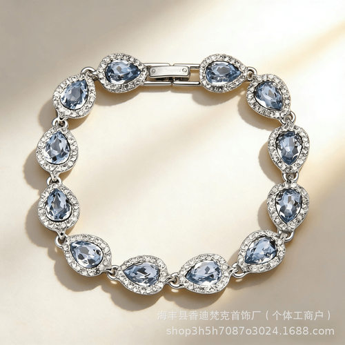 GVC纪家高版本海蓝水滴手链女轻奢气质高级感百搭时尚欧美风手饰
