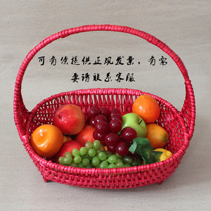 藤编手提采摘篮花篮柳编鸡蛋篮超市收纳筐包装礼品篮零食收纳篮子