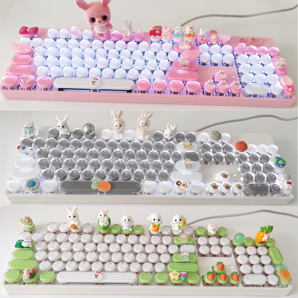 手工可爱兔子机械键盘青轴
