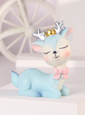 可爱情侣鹿创意房间装饰品办公室桌面摆件家居摆件小鹿情人节礼物