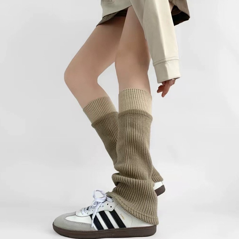 撞色针织袜套女秋冬腿套堆堆袜搭配鲨鱼裤春秋护腿袜jk小腿袜子女