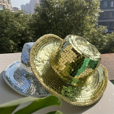 Disco牛仔帽迪斯科球镭射帽子夏日舞会派对帽子个性遮阳帽