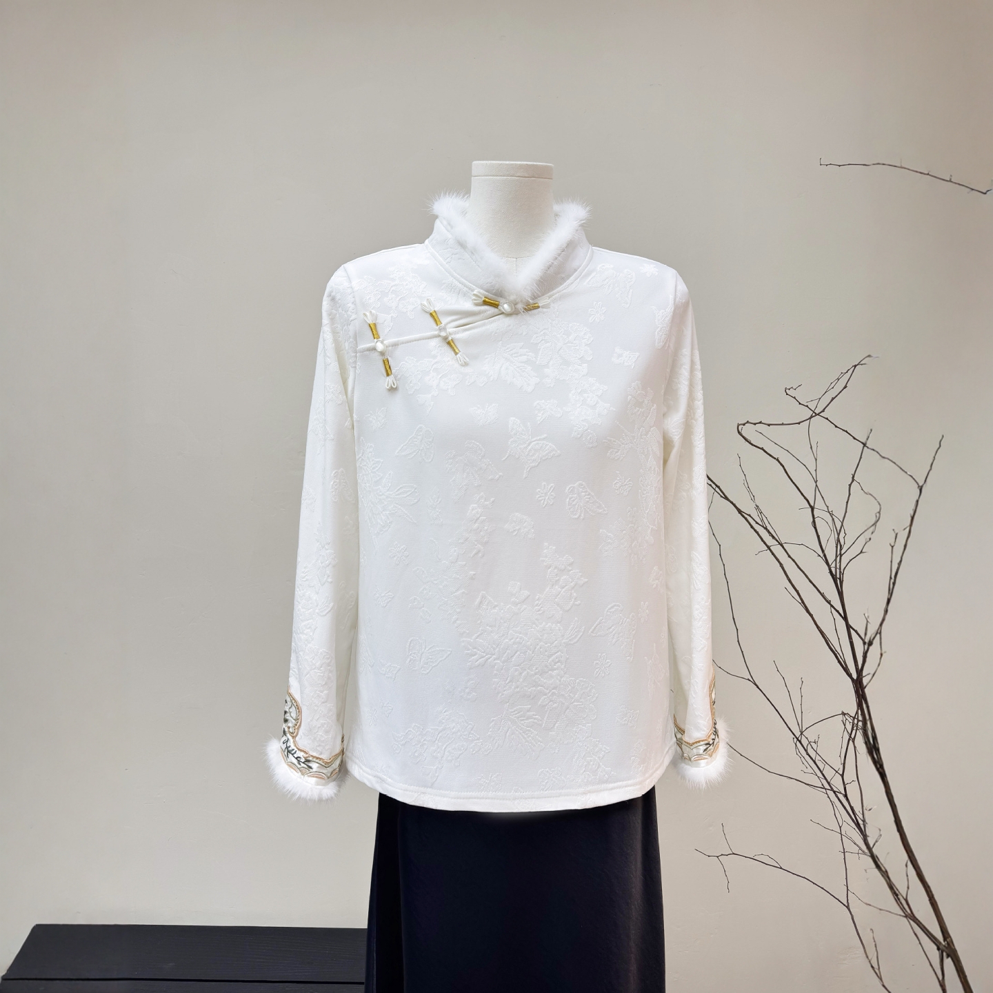 复古加绒百搭刺绣内搭上衣打底女