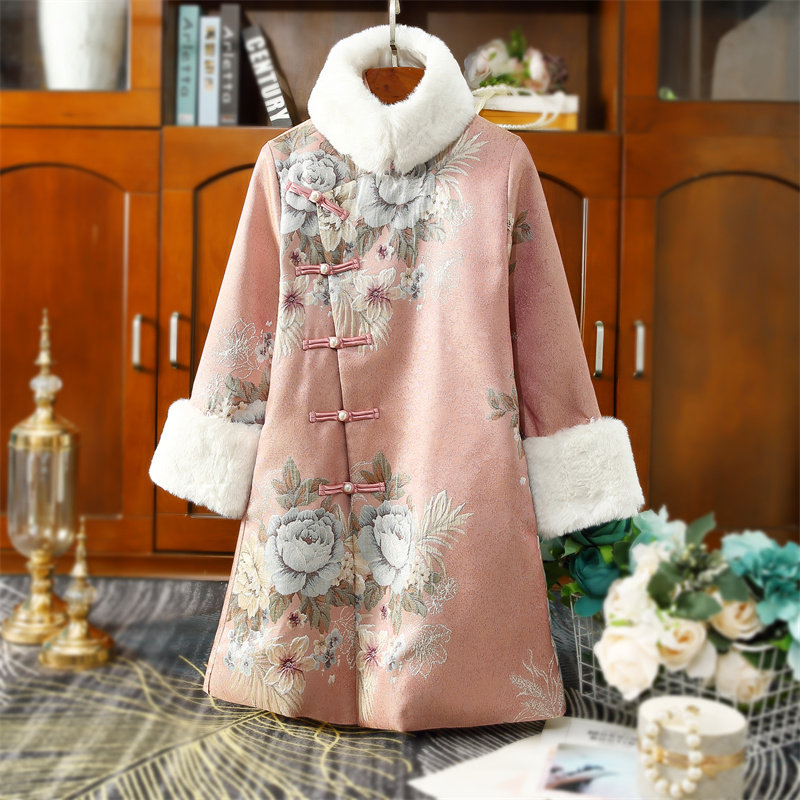 其他棉中长款复古修身保暖旗袍女