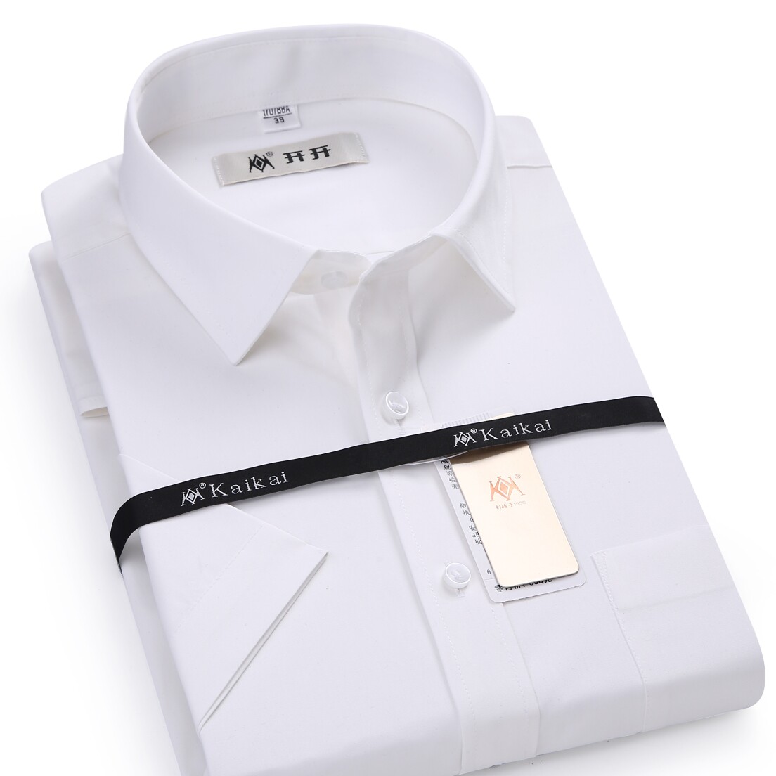 开开男士衬衫纯色商务正装蓝色白色的确良结实好打理中老年长短袖