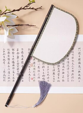 紫竹仿革丝扇子长柄异形刀扇汉服走秀拍照道具遮面扇古风复古扇