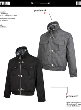 美式复古立领夹克男女冬季加厚保暖飞机扣设计感工装百搭时尚外套