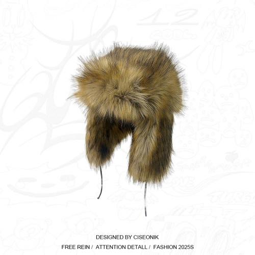 Ciseonik 2000y2k辣妹冬季仿貉子毛雷锋帽子加厚草帽子户外保暖护