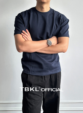 〔TBKL〕美式正肩拼接太空层短袖T恤男夏季凉感健身弹力简约上衣
