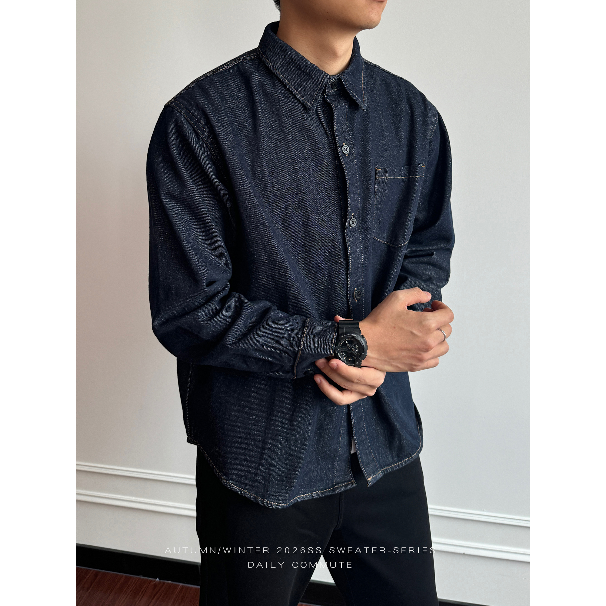 〔TBKL〕重磅经典水洗牛仔衬衫男