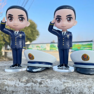 兵小萌敬礼款消防员手办蓝朋友公仔玩偶蛋糕摆件异地恋单位活动礼
