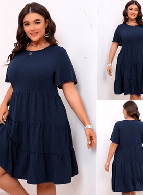 Plus size summer women dresses big size lady dress大码连衣裙