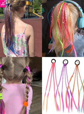 Xmas dirty braids Rubber band kids colorful wig twist braid