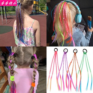 Xmas dirty braids Rubber band kids colorful wig twist braid