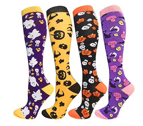 Halloween Compression Sock One Pair Owl Pumpkin Skull Sport