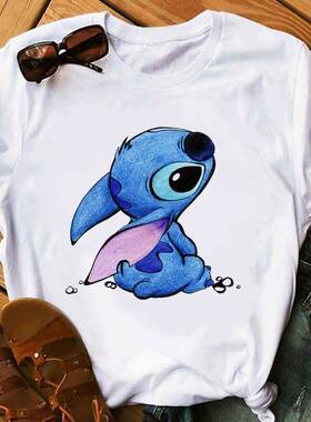 Women's T-Shirt LILO STITCH Summer White harajuku Kawaii