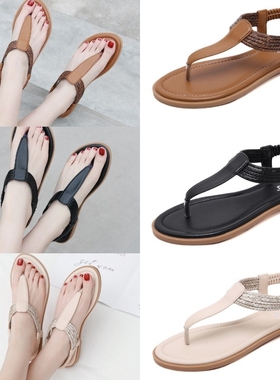 women flat sandals summer flip flops 夏季凉鞋女休闲平底鞋 42
