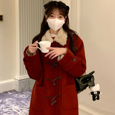 秋冬新款圣诞复古毛呢大衣