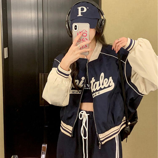 美式复古设计感刺绣棒球服外套ins潮原宿港风上衣女春秋季新款