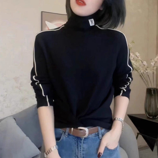 t恤内搭上衣 百搭半高领加绒长袖 双面德绒打底衫 女士2025秋冬新款