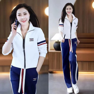 休闲长袖 新款 开衫 女秋季 运动服洋气减龄显瘦两件套潮 卫衣套装 时尚