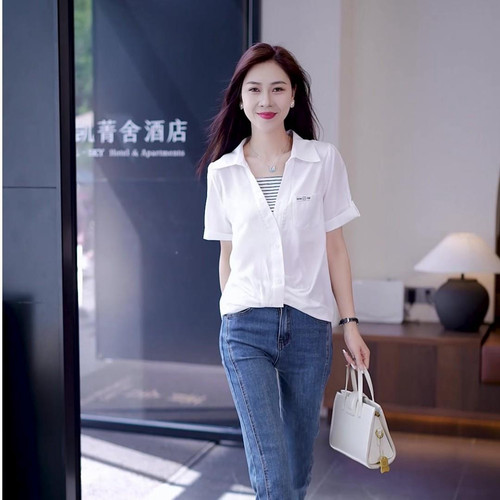 上衣小众减龄夏季衬衫短袖洋气