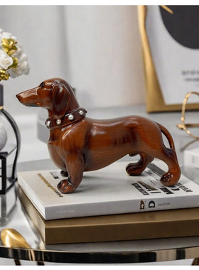仿木纹腊肠狗吉娃娃树脂工艺品摆件家居客厅电视柜工装动物装饰品