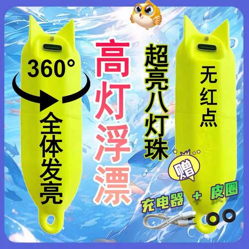新款可视锚鱼高灯浮漂超亮无红点可视夜光浮漂浑水夜视夜光360度