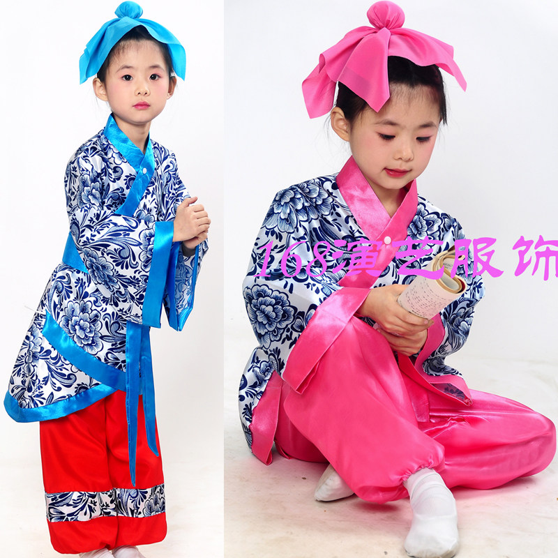 儿童古装汉服国学服男孩女童书童服装幼儿三字经弟子规演出服表演
