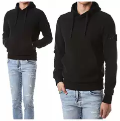 Stone Basic Hoodie, Stone Compass Armband, Simple Sweatshirt, European and American Style, Functional, Loose-Fitting Hooded Top