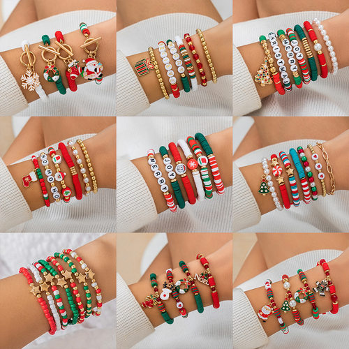 Christmas Bead Set  Festival Gift Bracelet圣诞节手链手饰