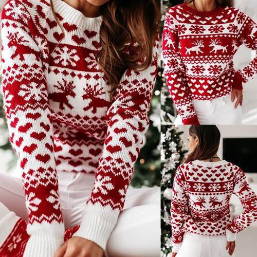 Knitted sweater women's Christmas snowflake sweater针织毛衣