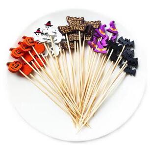 100pcs bamboo sticks Halloween fruit sticks万圣节签水果签