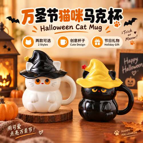 CatWaterCupLoveHalloweenGift