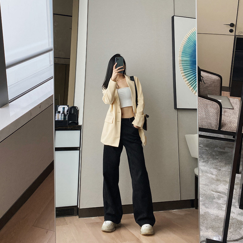 New Spring and Autumn ins Open wire Paige Fashionable leisure time Retro Chamois Mopping the floor Broad leg trousersin the Women's clothing/Boutique , Jeans  category - from Buy2taobao.com to provide professional Taobao agent buy service